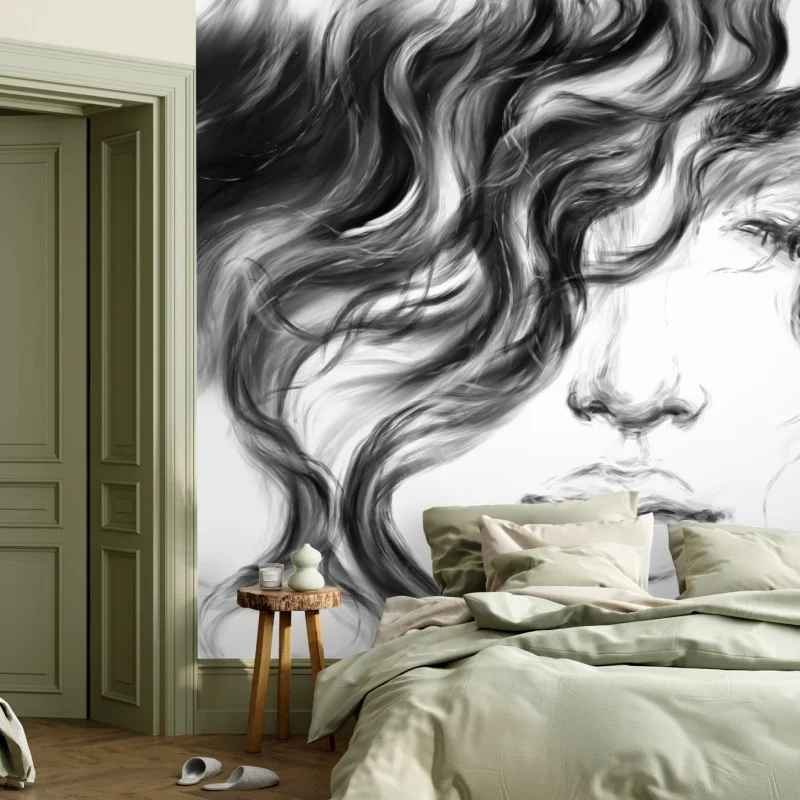 Wall mural ethereal monochrome portrait