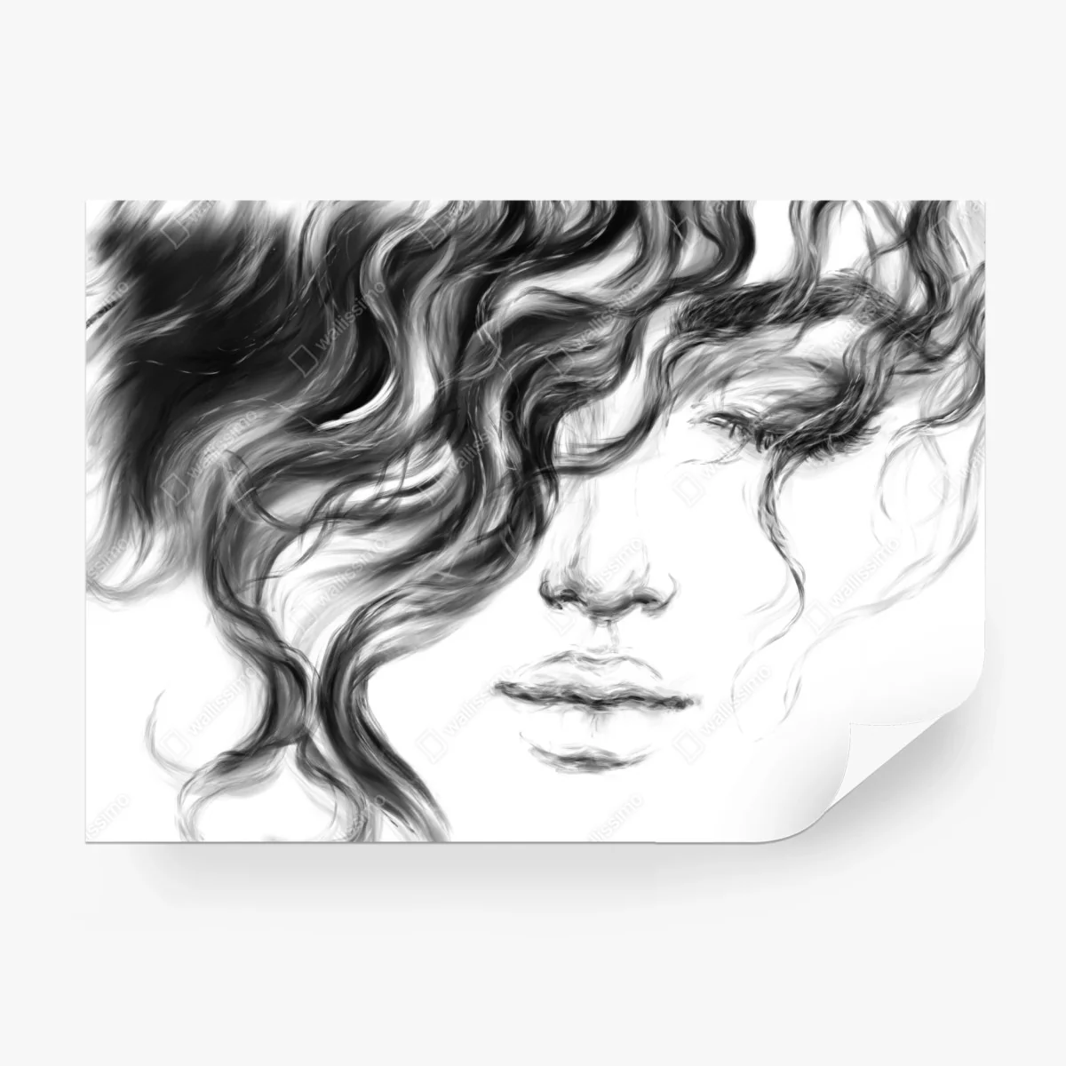 Wall mural ethereal monochrome portrait ⁕ Wallissimo® Wall mural ethereal monochrome portrait ⁕ Wallissimo®