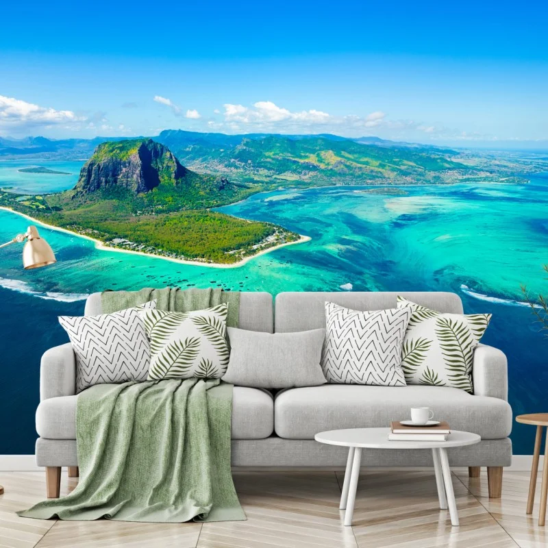 Wall mural Le Morne turquoise lagoon panorama