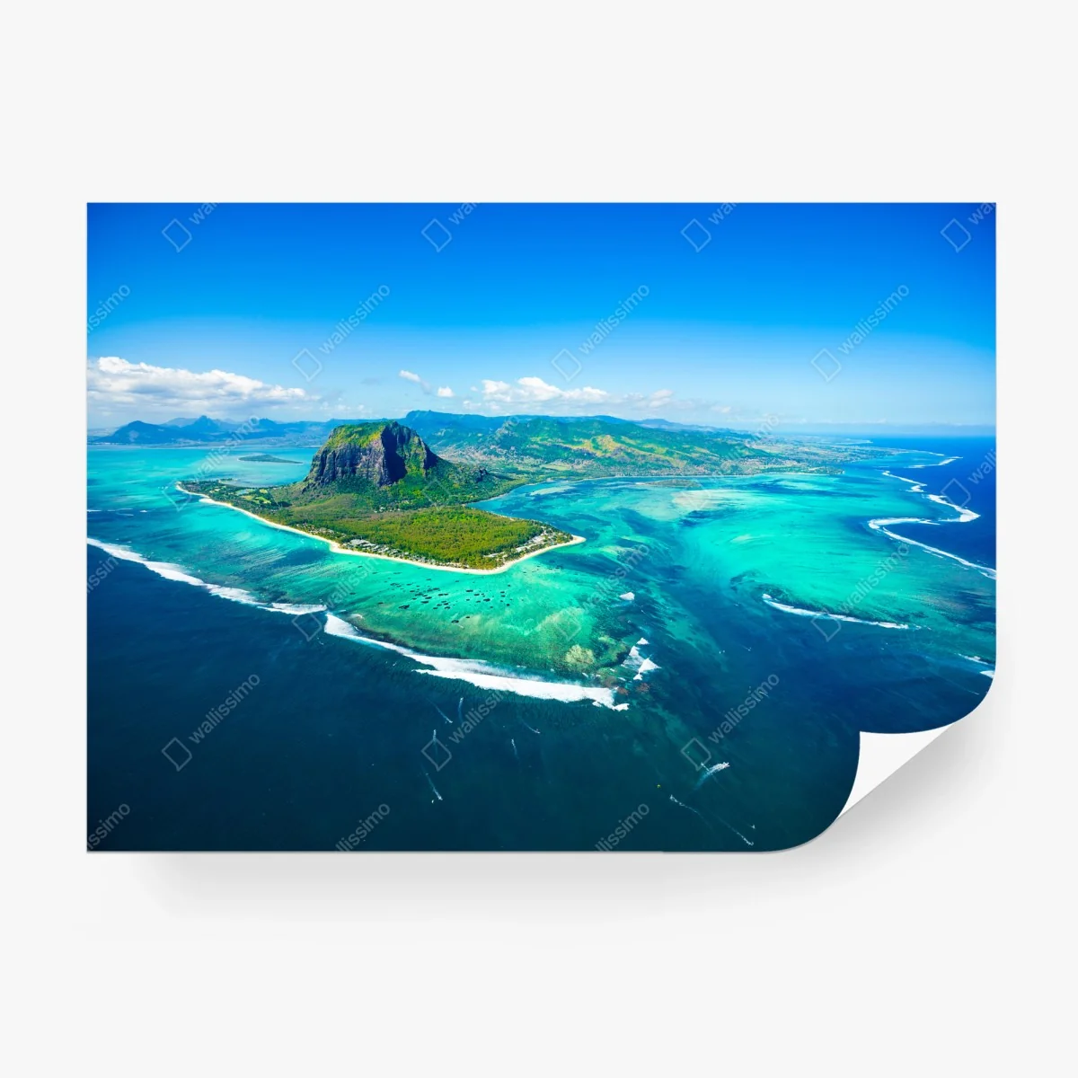 Wall mural Le Morne turquoise lagoon panorama ⁕ Wallissimo® Wall mural Le Morne turquoise lagoon panorama ⁕ Wallissimo®