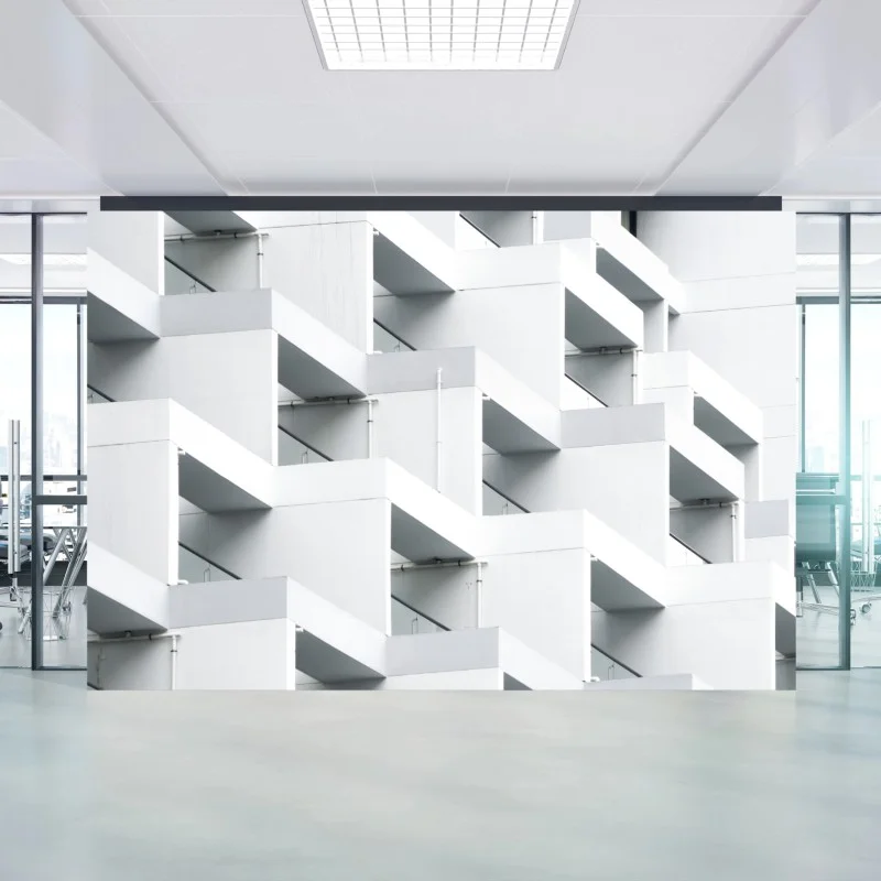 Wall mural white concrete geometric facade