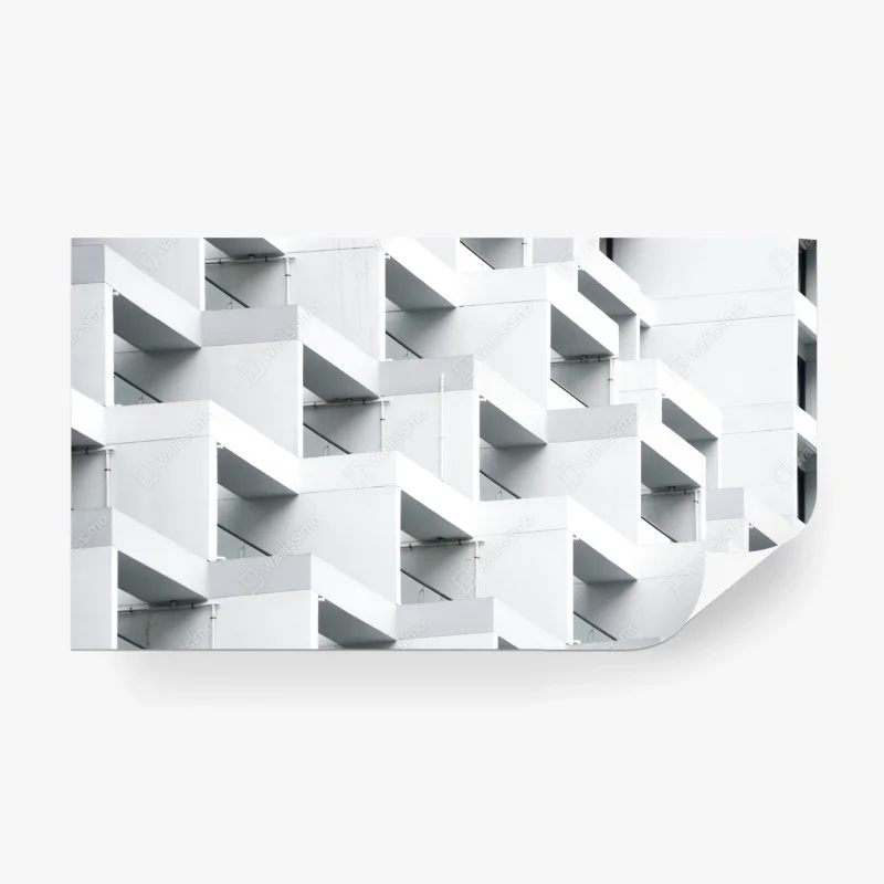 Wall mural white concrete geometric facade