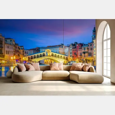 Wall mural Rialto bridge at twilight, Venice • Wallissimo®