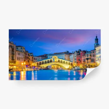 Wall mural Rialto bridge at twilight, Venice • Wallissimo®
