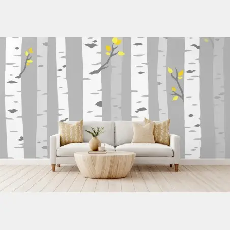 Wall mural scandinavian birch forest pattern • Wallissimo®