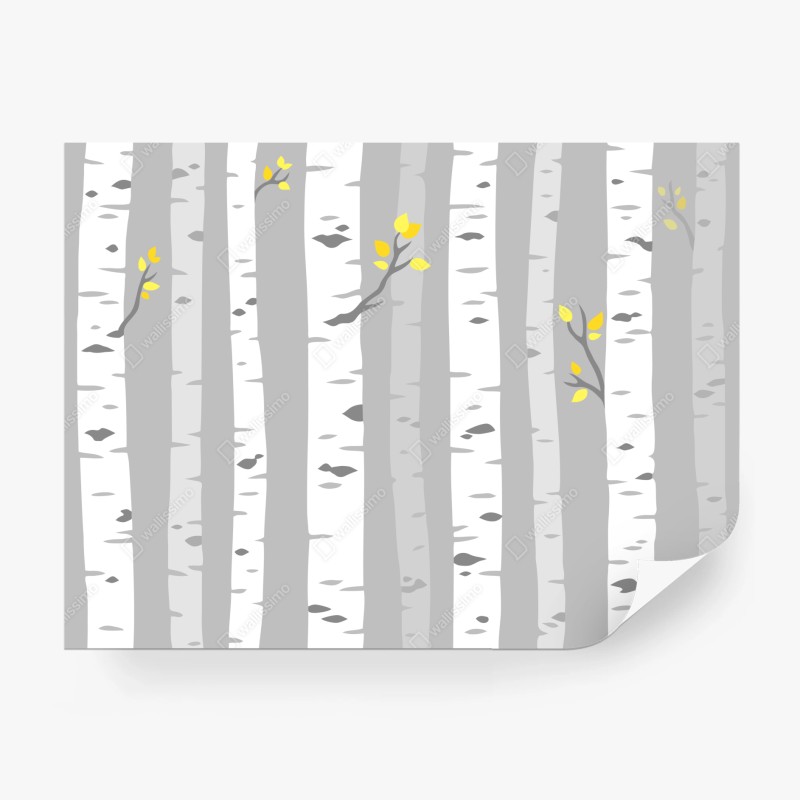 Wall mural scandinavian birch forest pattern