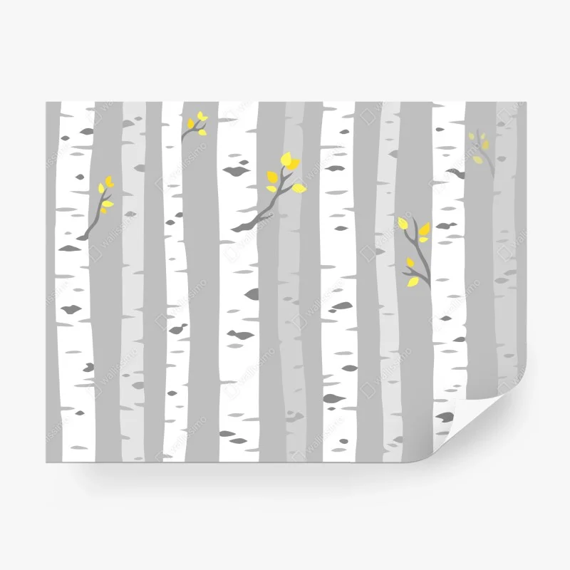 Wall mural scandinavian birch forest pattern