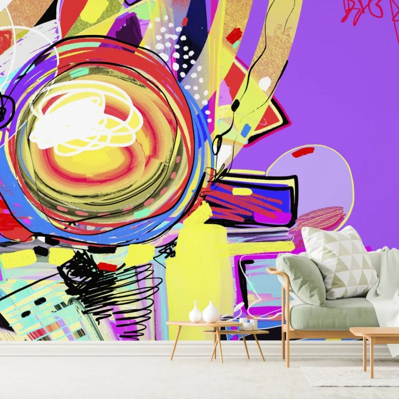 Wall mural vibrant purple abstract composition