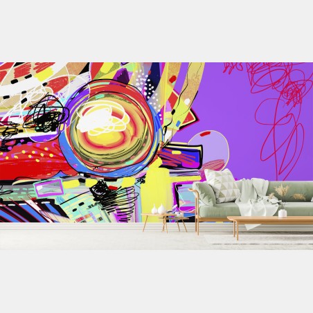 Wall mural vibrant purple abstract composition • Wallissimo®