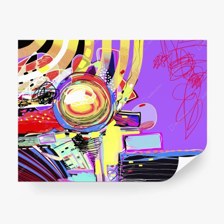 Wall mural vibrant purple abstract composition • Wallissimo®