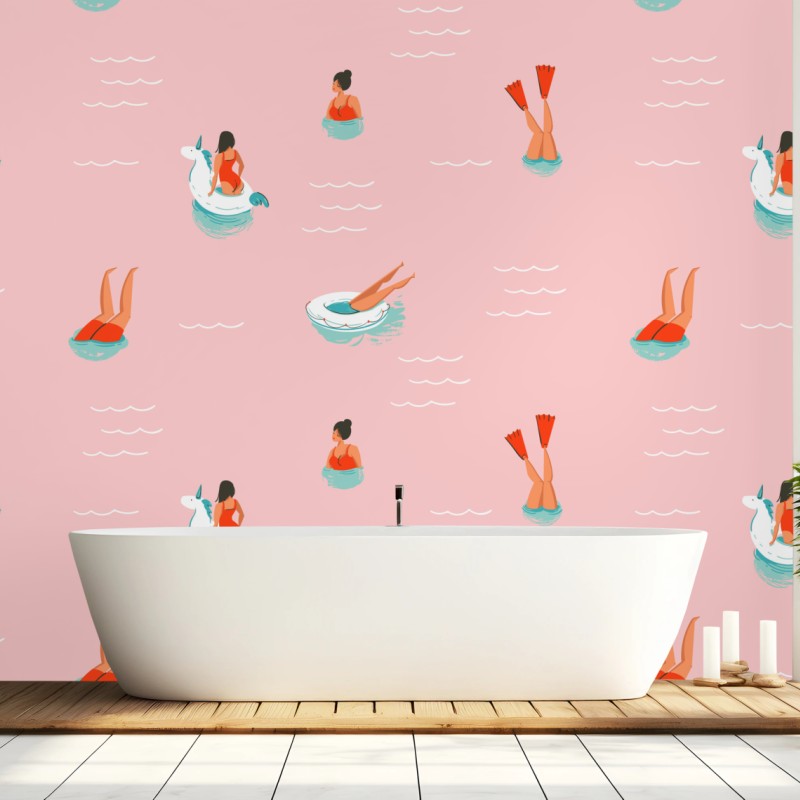 Wall mural playful pastel pool pattern
