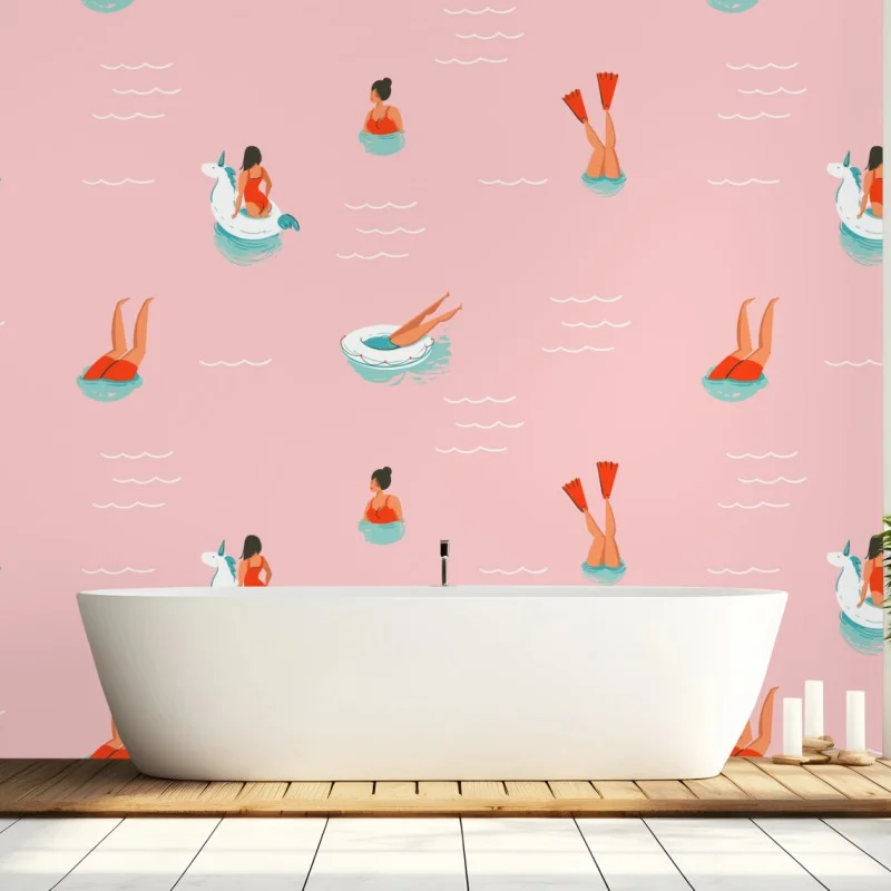 Wall mural playful pastel pool pattern