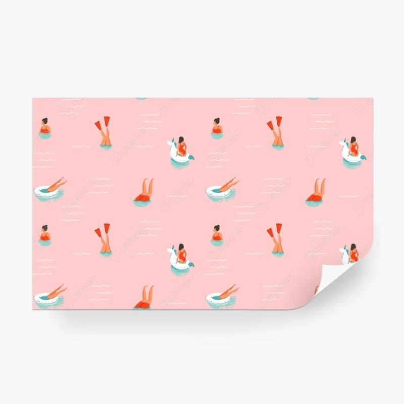 Wall mural playful pastel pool pattern