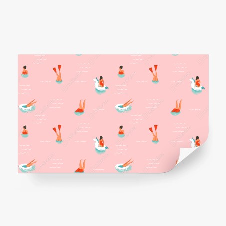 Wall mural playful pastel pool pattern • Wallissimo®