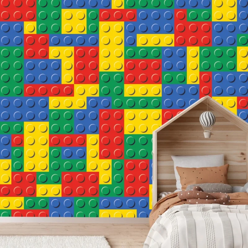 Wall mural colorful building block pattern