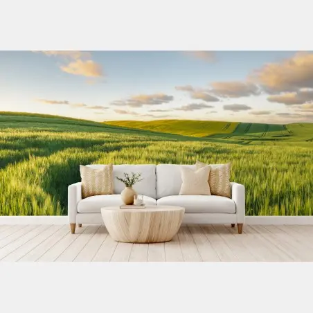 Wall mural serene green meadow panorama • Wallissimo®