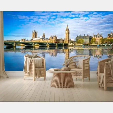 Wall mural London skyline with river reflection • Wallissimo®