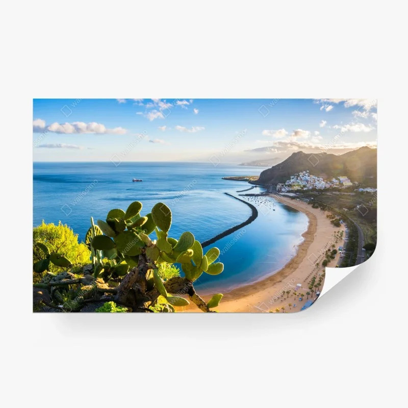 Wall mural sunlit Las Teresitas beach panorama