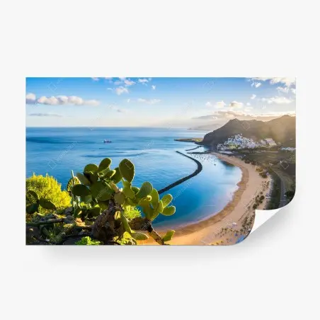 Wall mural sunlit Las Teresitas beach panorama • Wallissimo®