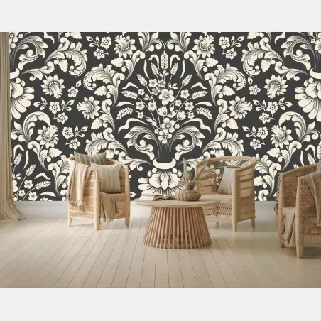 Wall mural vintage floral damask pattern • Wallissimo®