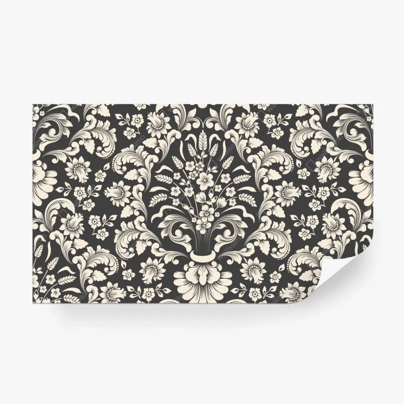 Wall mural vintage floral damask pattern