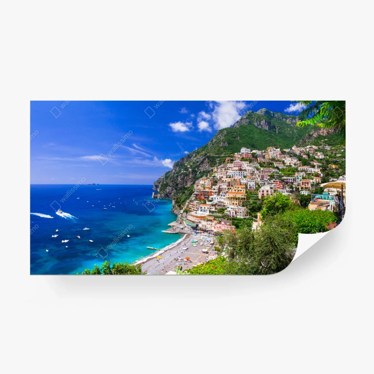 Wall mural sunny panorama of Positano on the Amalfi Coast ⁕ Wallissimo®