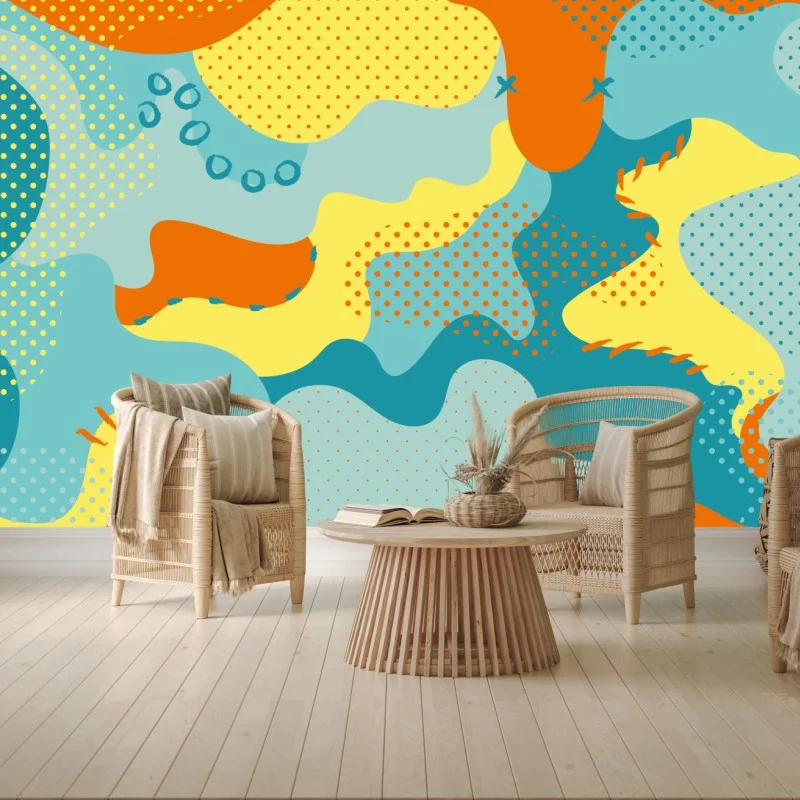 Wall mural vibrant abstract pop-art composition