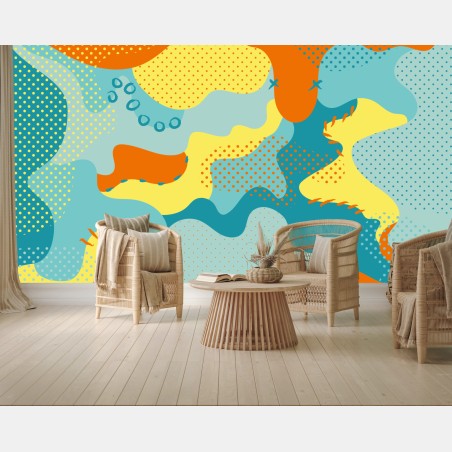 Wall mural vibrant abstract pop-art composition • Wallissimo®