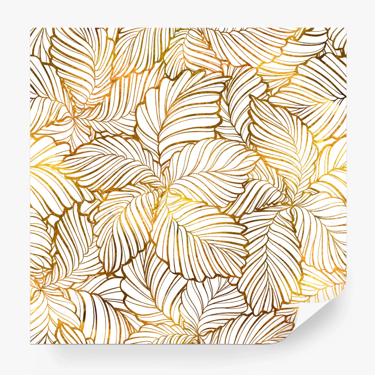 Wall mural golden leaf line art pattern ⁕ Wallissimo®