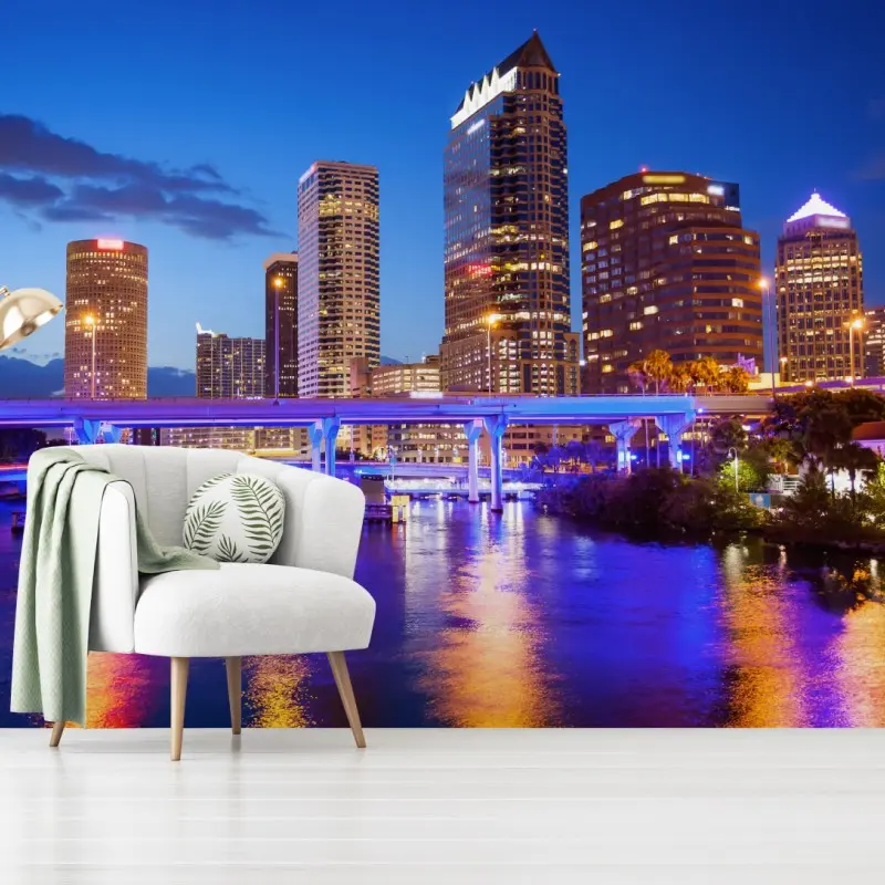 Wall mural Tampa skyline at night