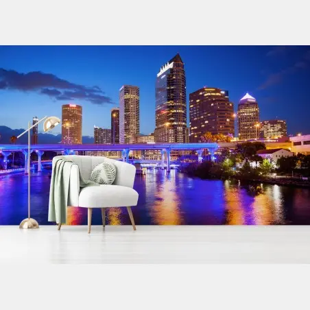 Wall mural Tampa skyline at night • Wallissimo®