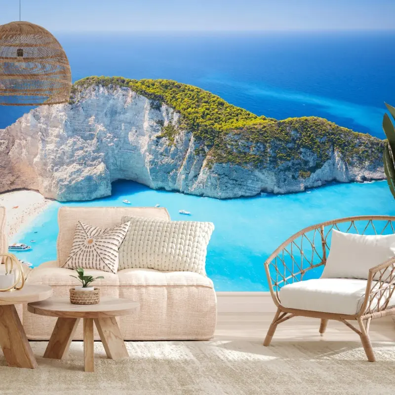 Wall mural Navagio Bay turquoise cove, Zakynthos