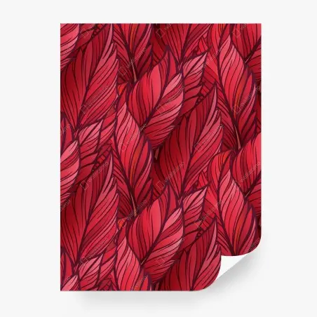 Wall mural red botanical leaf pattern • Wallissimo®
