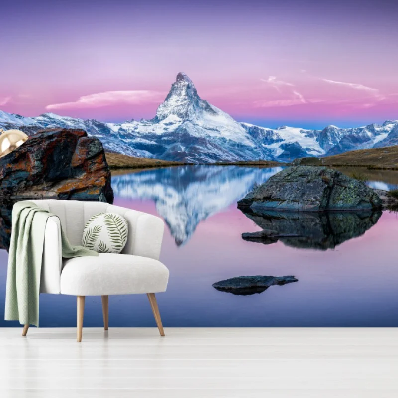 Wall mural serene alpine reflection at dusk