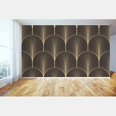 Wall mural art deco gold fan pattern • Wallissimo®