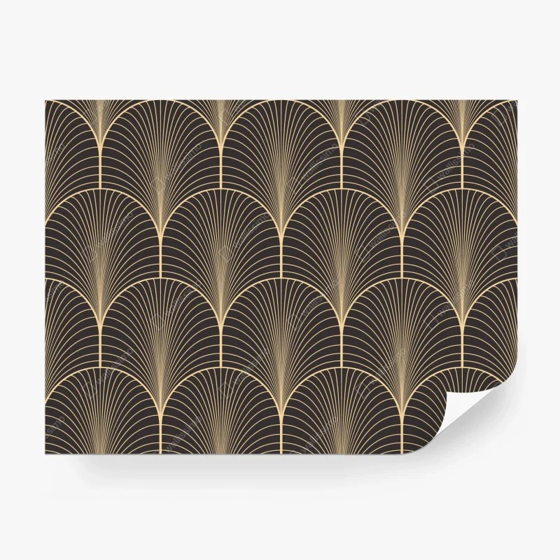 Wall mural art deco gold fan pattern