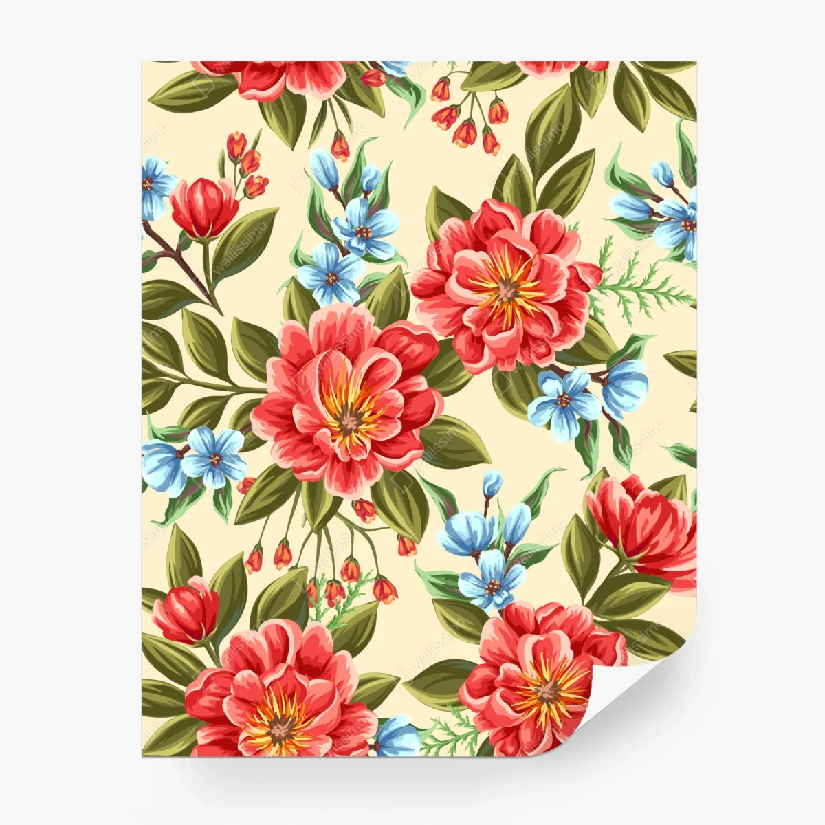 Wall mural vibrant watercolor floral pattern ⁕ Wallissimo® Wall mural vibrant watercolor floral pattern ⁕ Wallissimo®