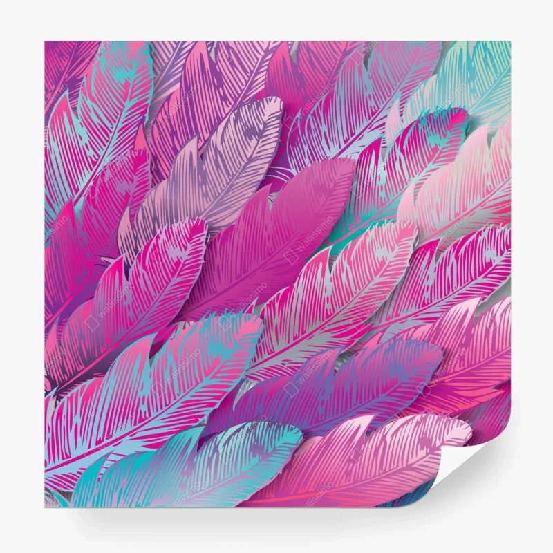 Wall mural iridescent pink feather pattern ⁕ Wallissimo® Wall mural iridescent pink feather pattern ⁕ Wallissimo®