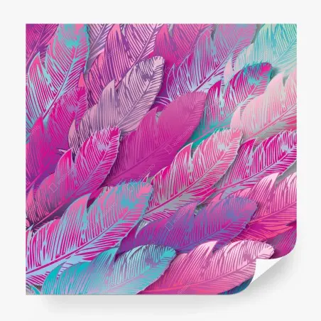 Wall mural iridescent pink feather pattern • Wallissimo®