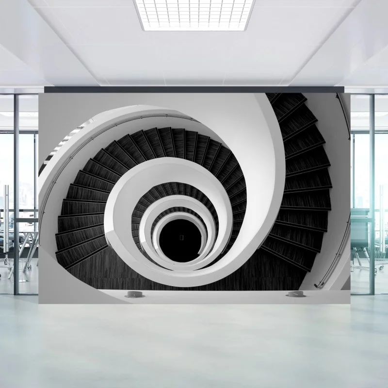 Wall mural spiral staircase in monochrome