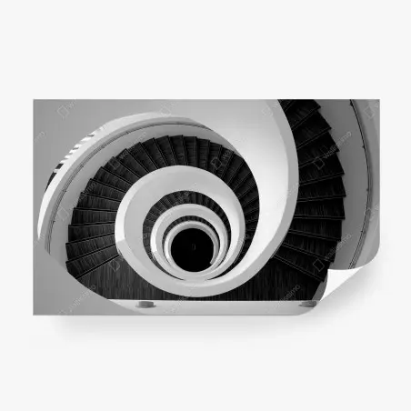 Wall mural spiral staircase in monochrome • Wallissimo®