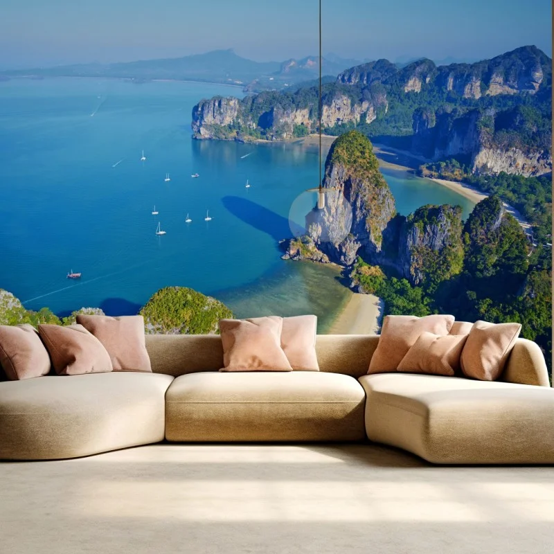 Wall mural turquoise island coastline panorama