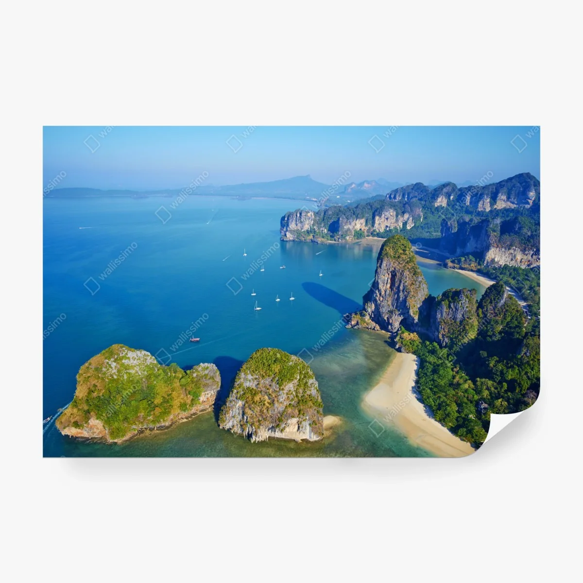 Wall mural turquoise island coastline panorama • Wallissimo®