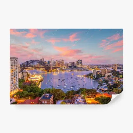 Wall mural sunset over Sydney skyline • Wallissimo®