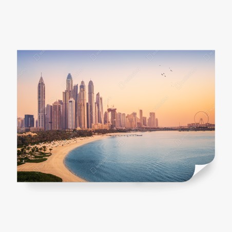 Wall mural Dubai skyline at sunset • Wallissimo®