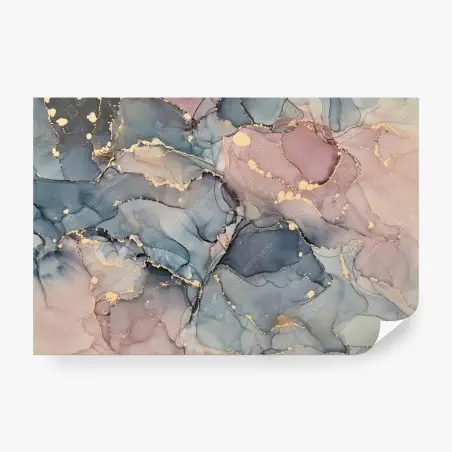 Wall mural soft pastel fluid marble with gold veins • Wallissimo®