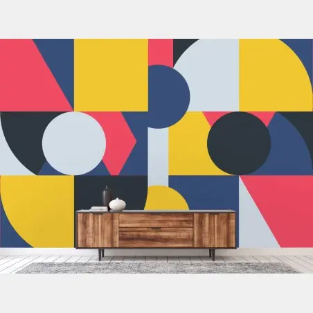 Wall mural vibrant geometric composition • Wallissimo®