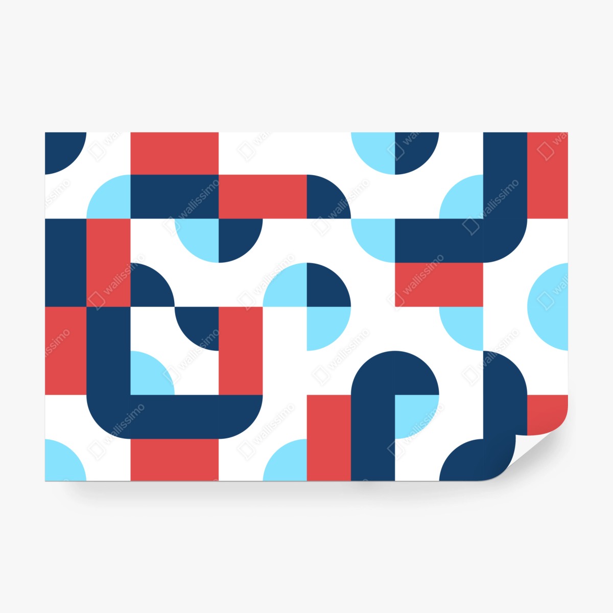Wall mural bold geometric pattern in navy and coral • Wallissimo®