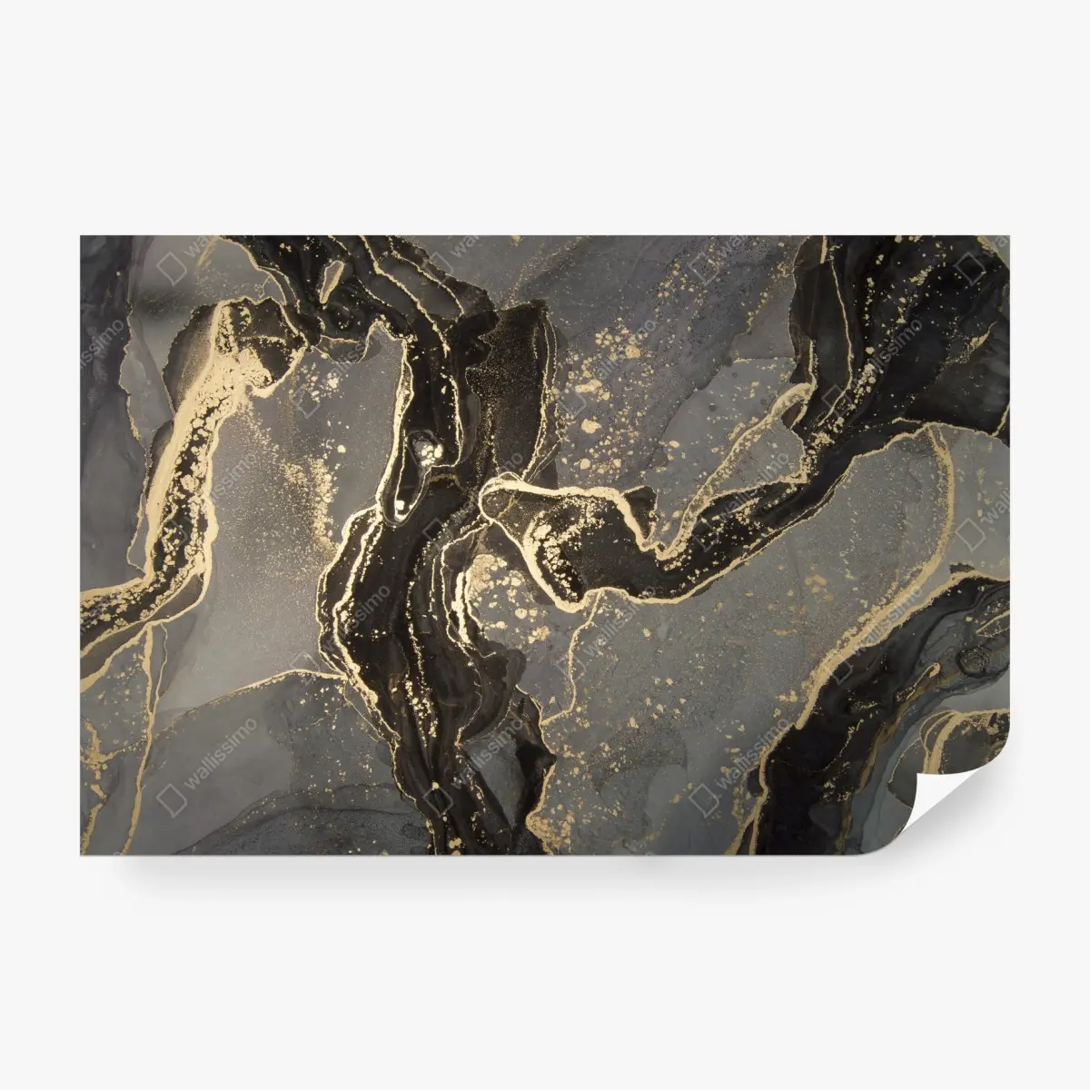 Wall mural luxury black and gold marble abstract • Wallissimo®