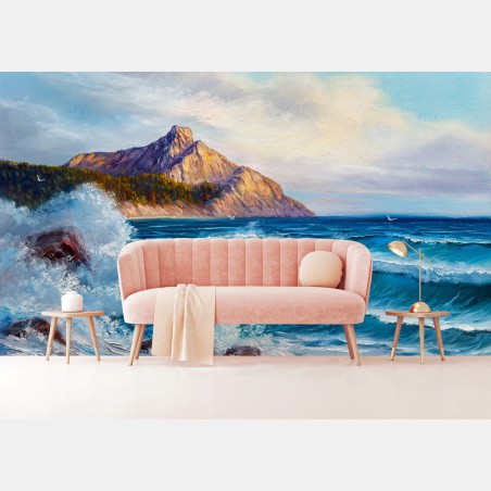 Wall mural turquoise ocean wave seascape • Wallissimo®